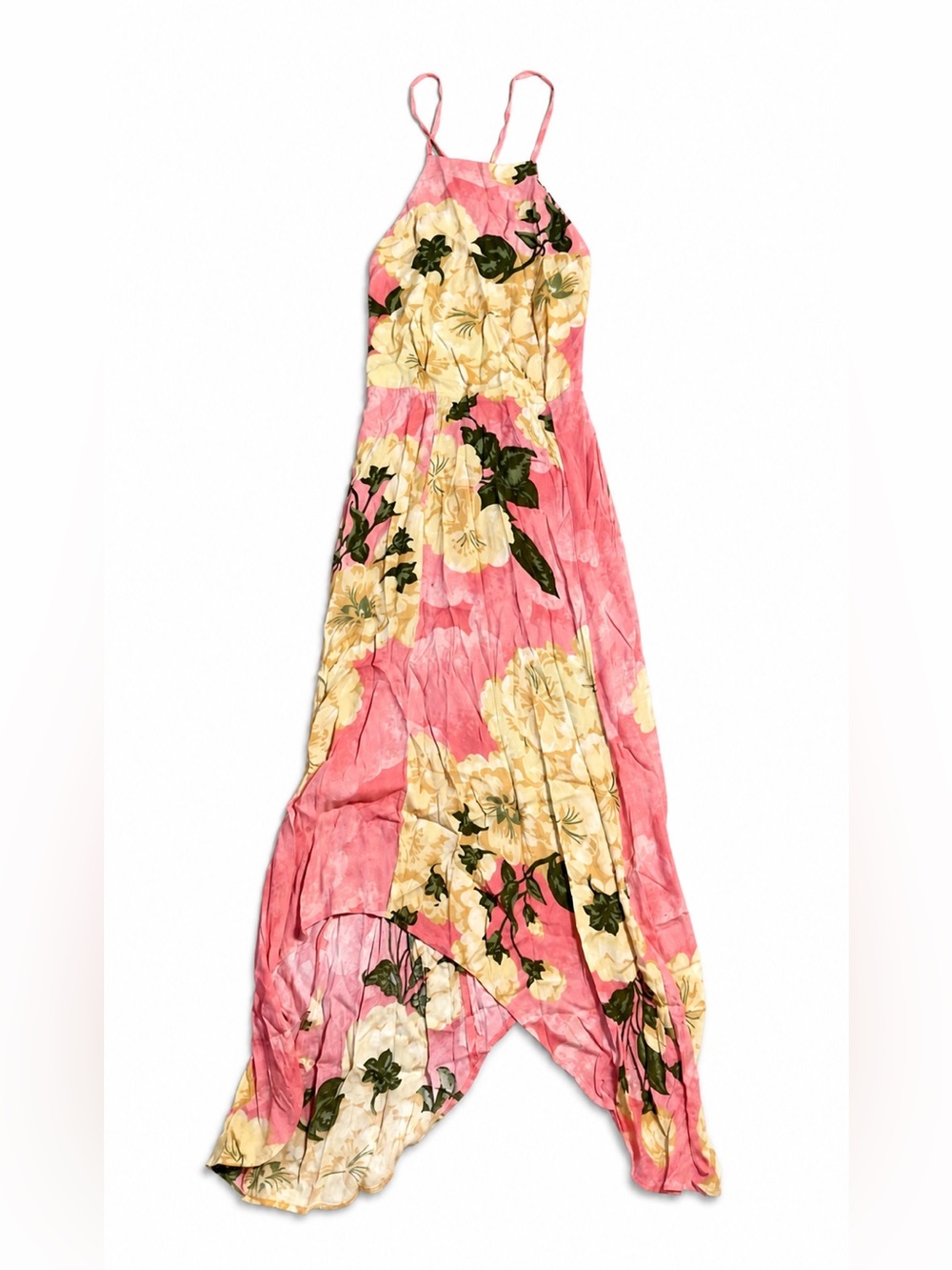 Reformation Waverly Pink Floral Midi Dress Asymmetrical Hem Halter Resort - Picture 3 of 5